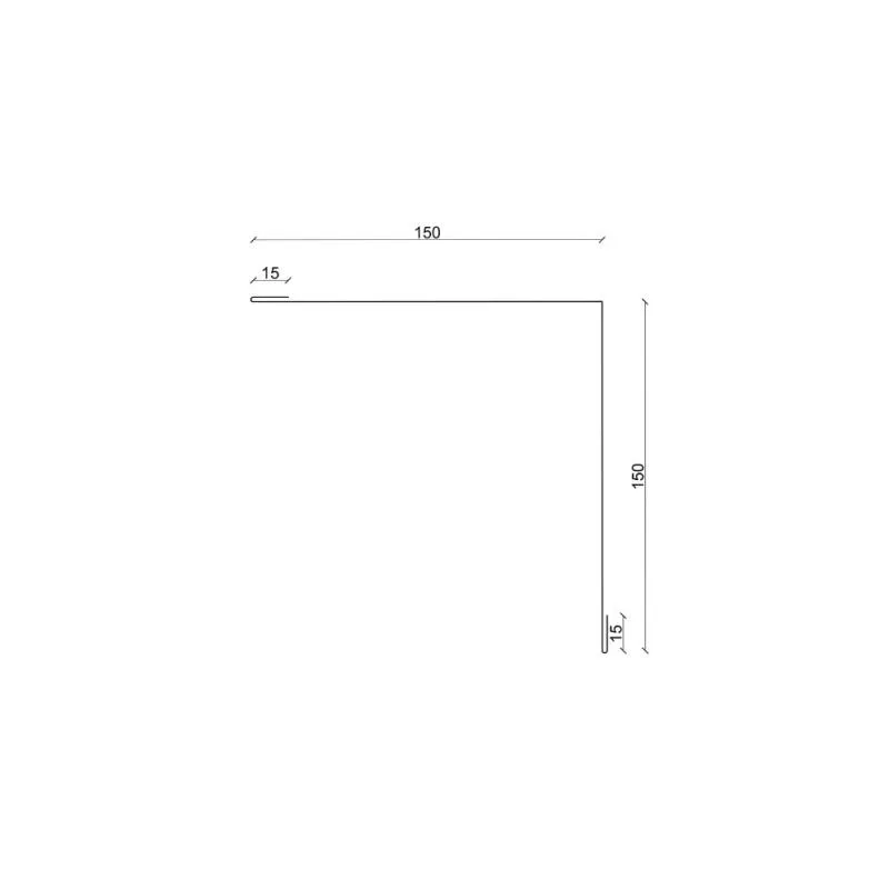 Querschnitt einer Innenecke. Schenkellänge 150 x 150 mm - Länge 2000 mm